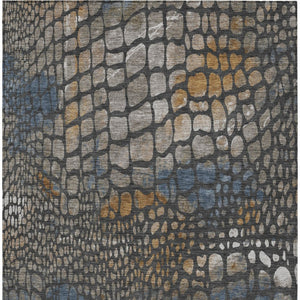 Homeroots 3' Charcoal Brown And Copper Abstract Washable Area Rug For Indoor And Outdoor Spaces, Durable Design 3' X 5' Polyester 596782