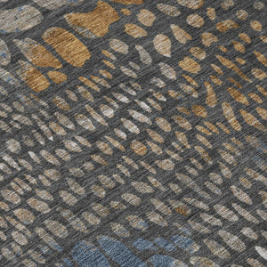 Homeroots 3' Charcoal Brown And Copper Abstract Washable Area Rug For Indoor And Outdoor Spaces, Durable Design 3' X 5' Polyester 596782