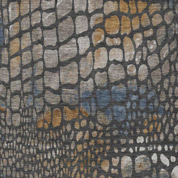 Homeroots 3' Charcoal Brown And Copper Abstract Washable Area Rug For Indoor And Outdoor Spaces, Durable Design 8' X 10' Polyester 596785