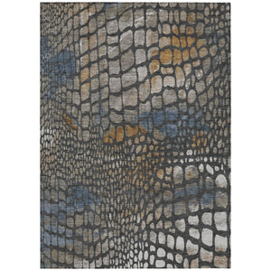 HomeRoots 9' Charcoal Brown & Copper Abstract Washable Area Rug - Durable Indoor/Outdoor Style for All Spaces 596786