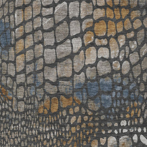 Homeroots 3' Charcoal Brown And Copper Abstract Washable Area Rug For Indoor And Outdoor Spaces, Durable Design 10' X 14' Polyester 596787