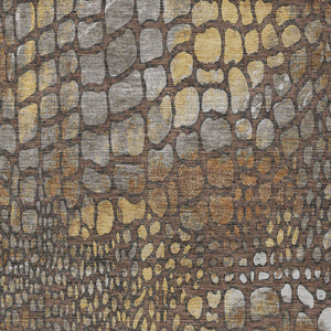 Homeroots 3' Charcoal Brown And Copper Abstract Washable Area Rug For Indoor And Outdoor Spaces, Durable Design 3' X 5' Polyester 596788