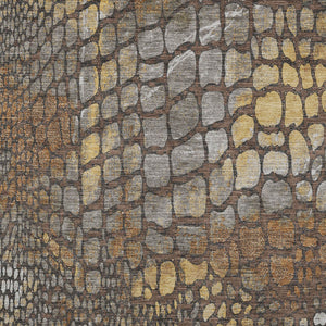 Homeroots 3' Charcoal Brown And Copper Abstract Washable Area Rug For Indoor And Outdoor Spaces, Durable Design 8' X 10' Polyester 596791