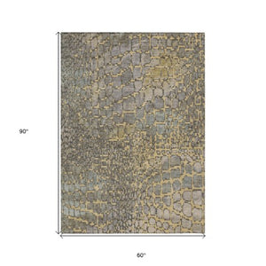 Homeroots 3' Charcoal Brown And Copper Abstract Washable Area Rug For Indoor And Outdoor Spaces, Durable Design 5' X 8' Polyester 596795