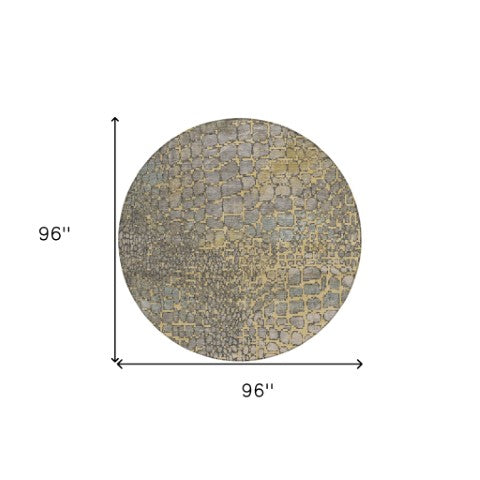 Homeroots 3' Charcoal Brown And Copper Abstract Washable Area Rug For Indoor And Outdoor Spaces, Durable Design 8' Round Polyester 596796