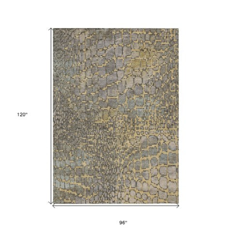 Homeroots 3' Charcoal Brown And Copper Abstract Washable Area Rug For Indoor And Outdoor Spaces, Durable Design 8' X 10' Polyester 596797