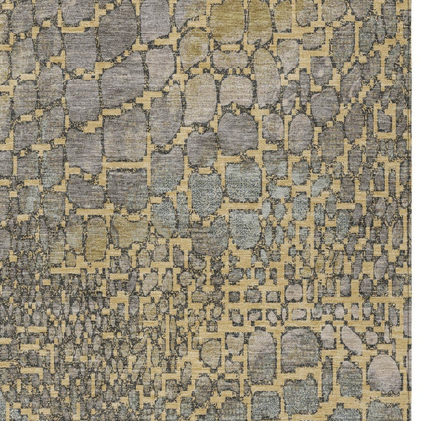 Homeroots 3' Charcoal Brown And Copper Abstract Washable Area Rug For Indoor And Outdoor Spaces, Durable Design 8' X 10' Polyester 596797