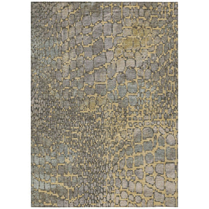 HomeRoots 9' X 12' Gold & Gray Abstract Area Rug - Durable, Washable Design for Indoor & Outdoor Spaces 596798