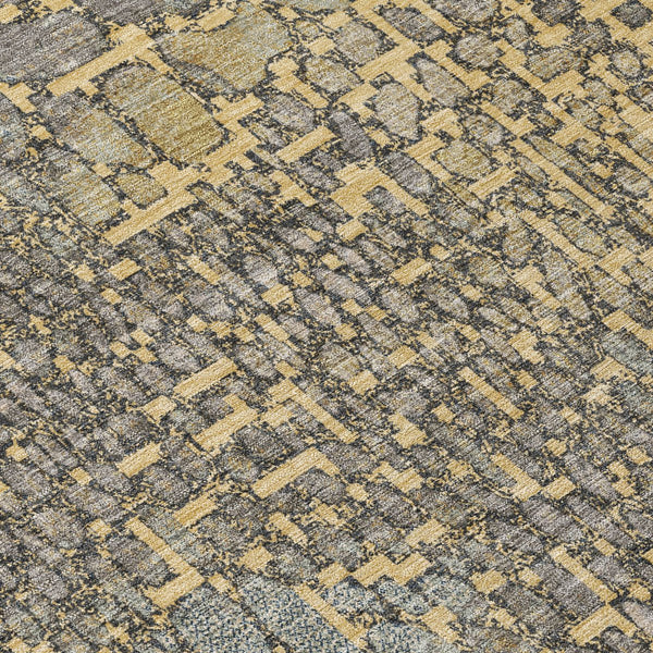 Homeroots 3' Charcoal Brown And Copper Abstract Washable Area Rug For Indoor And Outdoor Spaces, Durable Design 9' X 12' Polyester 596798