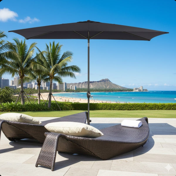 English Elm 6.5 X 10 Ft Rectangular Outdoor Patio Umbrella with Crank Tilt Uv Resistant Canopy Black B082P454955