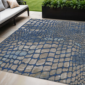 Homeroots 3' Charcoal Brown And Copper Abstract Washable Area Rug For Indoor And Outdoor Spaces, Durable Design 5' X 8' Polyester 596801