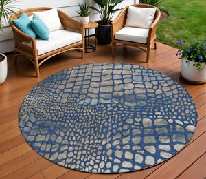 Homeroots 3' Charcoal Brown And Copper Abstract Washable Area Rug For Indoor And Outdoor Spaces, Durable Design 8' Round Polyester 596802