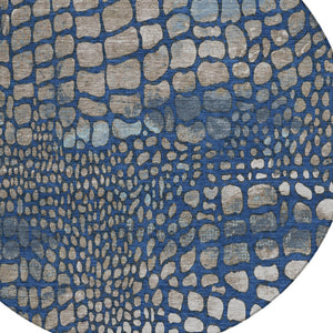 Homeroots 3' Charcoal Brown And Copper Abstract Washable Area Rug For Indoor And Outdoor Spaces, Durable Design 8' Round Polyester 596802