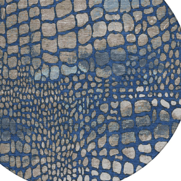 Homeroots 3' Charcoal Brown And Copper Abstract Washable Area Rug For Indoor And Outdoor Spaces, Durable Design 8' Round Polyester 596802