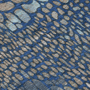 Homeroots 3' Charcoal Brown And Copper Abstract Washable Area Rug For Indoor And Outdoor Spaces, Durable Design 8' Round Polyester 596802