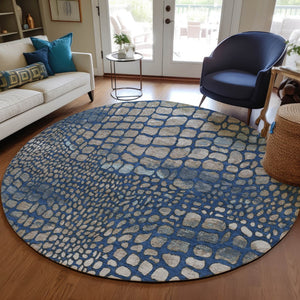 Homeroots 3' Charcoal Brown And Copper Abstract Washable Area Rug For Indoor And Outdoor Spaces, Durable Design 8' Round Polyester 596802