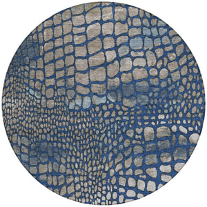 Homeroots 3' Charcoal Brown And Copper Abstract Washable Area Rug For Indoor And Outdoor Spaces, Durable Design 8' Round Polyester 596802