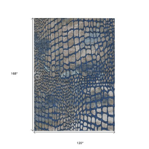 Homeroots 3' Charcoal Brown And Copper Abstract Washable Area Rug For Indoor And Outdoor Spaces, Durable Design 10' X 14' Polyester 596805