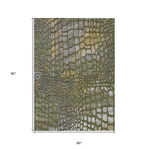 Homeroots 3' Charcoal Brown And Copper Abstract Washable Area Rug For Indoor And Outdoor Spaces, Durable Design 5' X 8' Polyester 596807