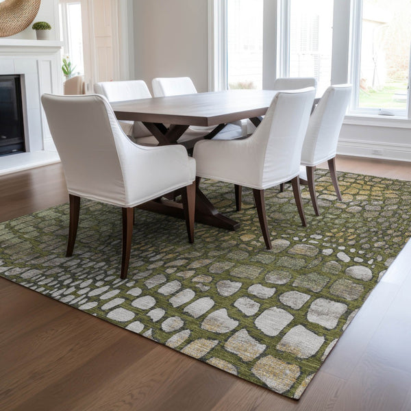 Homeroots 3' Charcoal Brown And Copper Abstract Washable Area Rug For Indoor And Outdoor Spaces, Durable Design 5' X 8' Polyester 596807