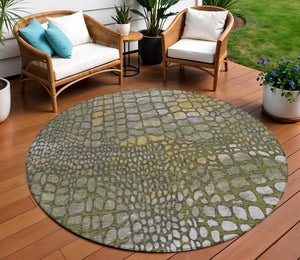 Homeroots 3' Charcoal Brown And Copper Abstract Washable Area Rug For Indoor And Outdoor Spaces, Durable Design 8' Round Polyester 596808