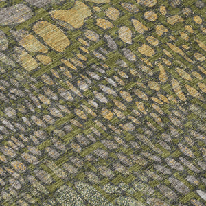 Homeroots 3' Charcoal Brown And Copper Abstract Washable Area Rug For Indoor And Outdoor Spaces, Durable Design 8' Round Polyester 596808