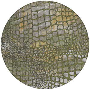 Homeroots 3' Charcoal Brown And Copper Abstract Washable Area Rug For Indoor And Outdoor Spaces, Durable Design 8' Round Polyester 596808