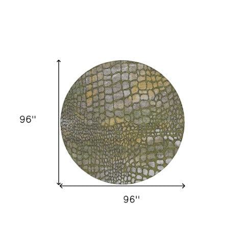 Homeroots 3' Charcoal Brown And Copper Abstract Washable Area Rug For Indoor And Outdoor Spaces, Durable Design 8' Round Polyester 596808