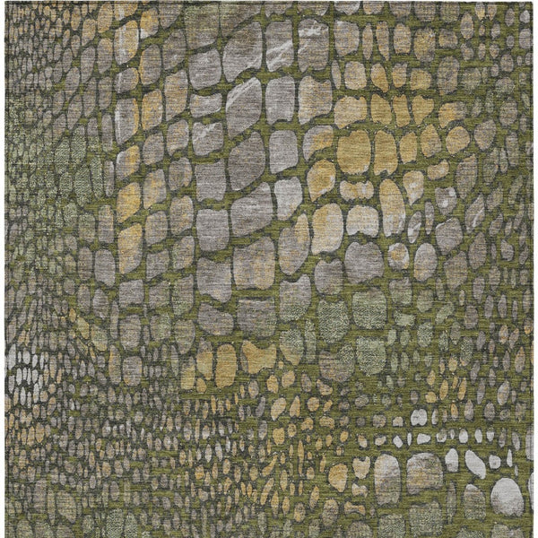 Homeroots 3' Charcoal Brown And Copper Abstract Washable Area Rug For Indoor And Outdoor Spaces, Durable Design 8' X 10' Polyester 596809