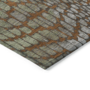 Homeroots 3' Charcoal Brown And Copper Abstract Washable Area Rug For Indoor And Outdoor Spaces, Durable Design 9' X 12' Polyester 596816