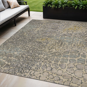 Homeroots 3' Charcoal Brown And Copper Abstract Washable Area Rug For Indoor And Outdoor Spaces, Durable Design 5' X 8' Polyester 596819