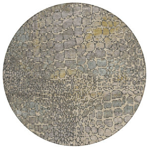 HomeRoots 5' Modern Washable Area Rug in Ivory, Gray & Black - Stylish for Indoor & Outdoor Spaces, Easy Care 8' Round 596820