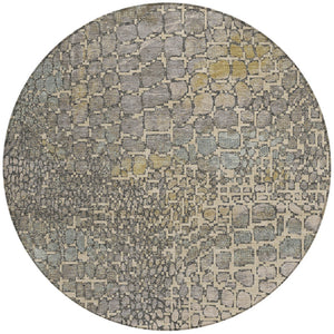 Homeroots 3' Charcoal Brown And Copper Abstract Washable Area Rug For Indoor And Outdoor Spaces, Durable Design 8' Round Polyester 596820