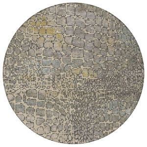 Homeroots 3' Charcoal Brown And Copper Abstract Washable Area Rug For Indoor And Outdoor Spaces, Durable Design 8' Round Polyester 596820