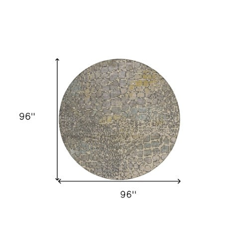 Homeroots 3' Charcoal Brown And Copper Abstract Washable Area Rug For Indoor And Outdoor Spaces, Durable Design 8' Round Polyester 596820