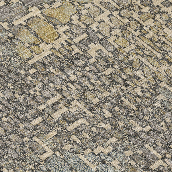 Homeroots 3' Charcoal Brown And Copper Abstract Washable Area Rug For Indoor And Outdoor Spaces, Durable Design 8' X 10' Polyester 596821