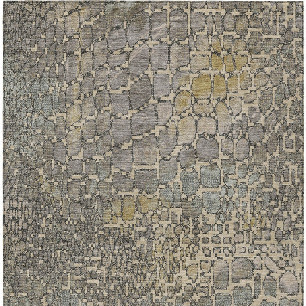 Homeroots 3' Charcoal Brown And Copper Abstract Washable Area Rug For Indoor And Outdoor Spaces, Durable Design 10' X 14' Polyester 596823