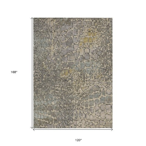 Homeroots 3' Charcoal Brown And Copper Abstract Washable Area Rug For Indoor And Outdoor Spaces, Durable Design 10' X 14' Polyester 596823