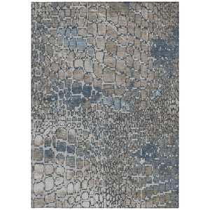 Homeroots 3' Charcoal Brown And Copper Abstract Washable Area Rug For Indoor And Outdoor Spaces, Durable Design 3' X 5' Polyester 596830