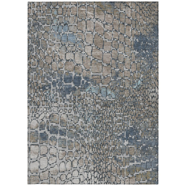 Homeroots 3' Charcoal Brown And Copper Abstract Washable Area Rug For Indoor And Outdoor Spaces, Durable Design 3' X 5' Polyester 596830