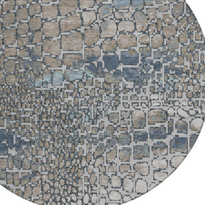 Homeroots 3' Charcoal Brown And Copper Abstract Washable Area Rug For Indoor And Outdoor Spaces, Durable Design 8' Round Polyester 596832