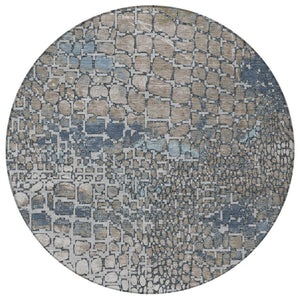 Homeroots 3' Charcoal Brown And Copper Abstract Washable Area Rug For Indoor And Outdoor Spaces, Durable Design 8' Round Polyester 596832