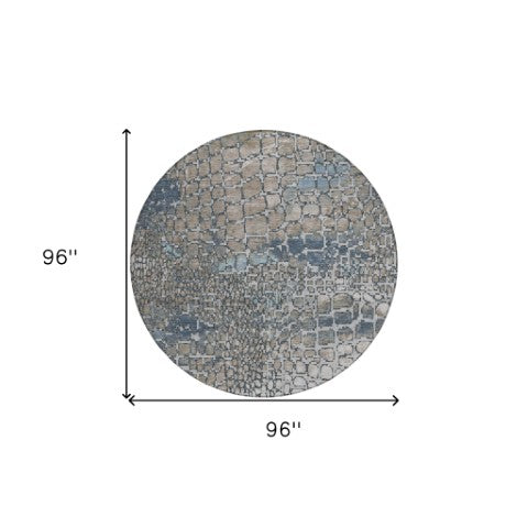 Homeroots 3' Charcoal Brown And Copper Abstract Washable Area Rug For Indoor And Outdoor Spaces, Durable Design 8' Round Polyester 596832