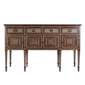 Butler Specialty Butler 60" W Mother Of Pearl & Teak Wood Console Table - Elegant 4 Drawer & 2 Door Storage Solution Brown Teak Wood,Mother Of Pearl 5968338-butler