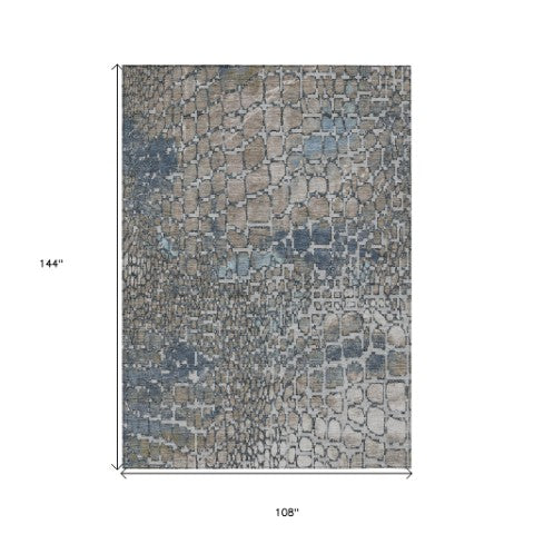 Homeroots 3' Charcoal Brown And Copper Abstract Washable Area Rug For Indoor And Outdoor Spaces, Durable Design 9' X 12' Polyester 596834