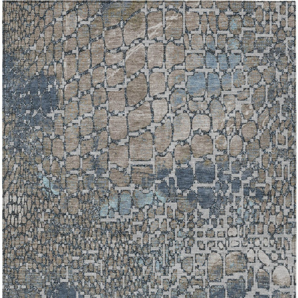 Homeroots 3' Charcoal Brown And Copper Abstract Washable Area Rug For Indoor And Outdoor Spaces, Durable Design 10' X 14' Polyester 596835