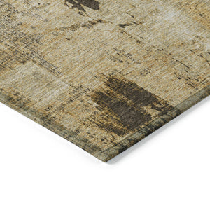 Homeroots 3' Beige And Brown Abstract Washable Indoor Outdoor Area Rug - Stylish, Durable, And Versatile Decor 3' X 5' Polyester 596836