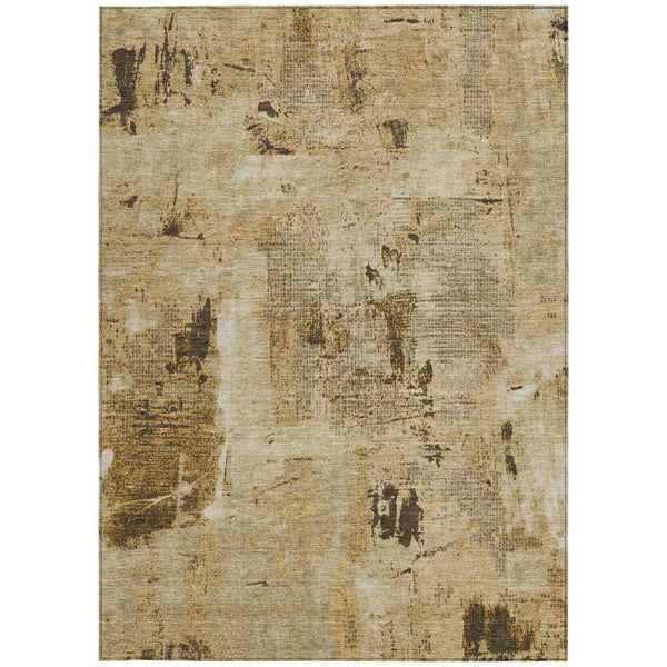 Homeroots 3' Beige And Brown Abstract Washable Indoor Outdoor Area Rug - Stylish, Durable, And Versatile Decor 5' X 8' Polyester 596837