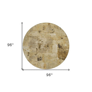 Homeroots 3' Beige And Brown Abstract Washable Indoor Outdoor Area Rug - Stylish, Durable, And Versatile Decor 8' Round Polyester 596838
