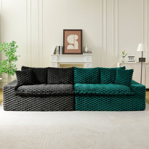 English Elm Luxury Color-Block Turtle Velvet Sofa - Versatile & Stylish Seating For Cozy Living Room Gatherings W3371S00052